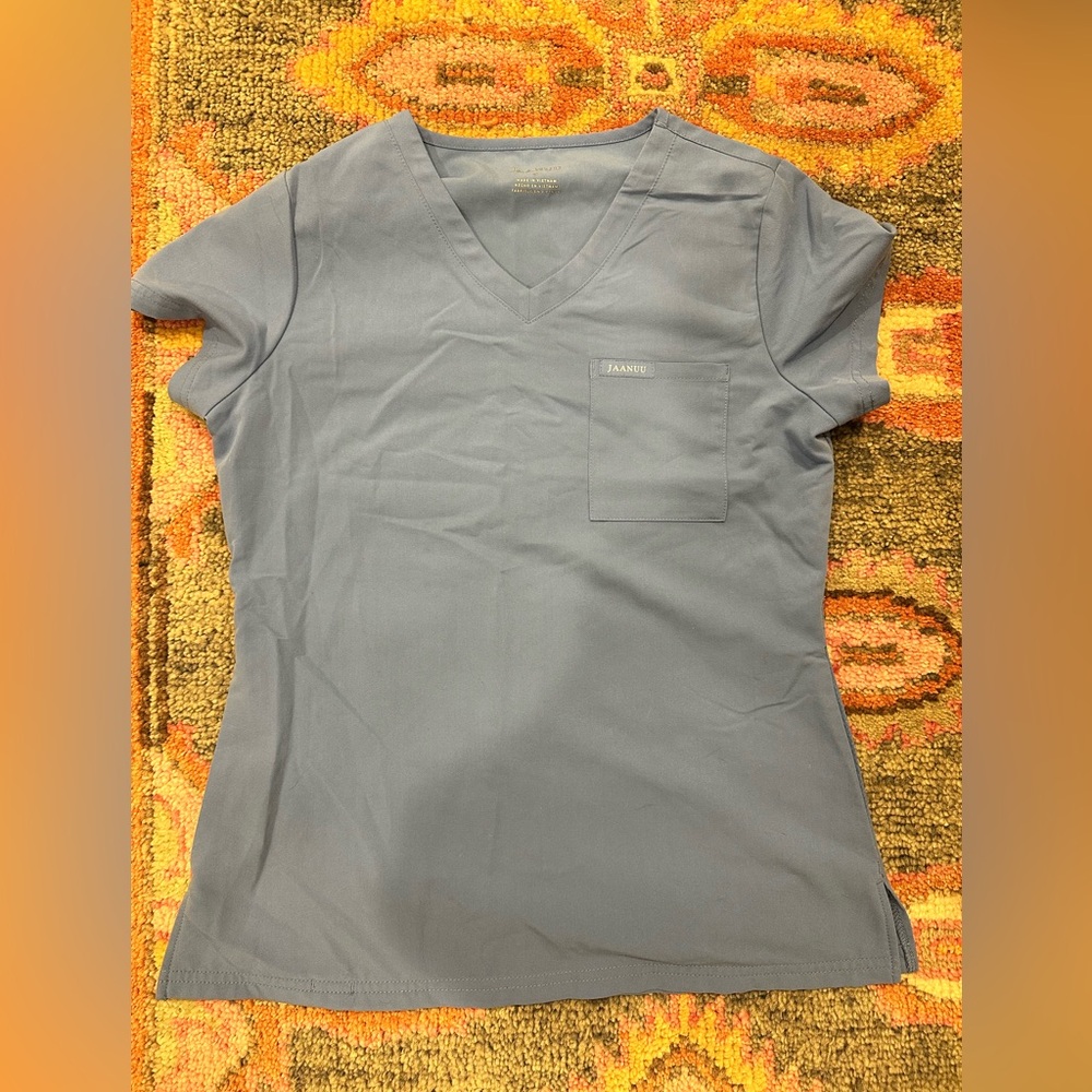 Jaanuu Women's Ciel Blue Scrub Top - Size Small